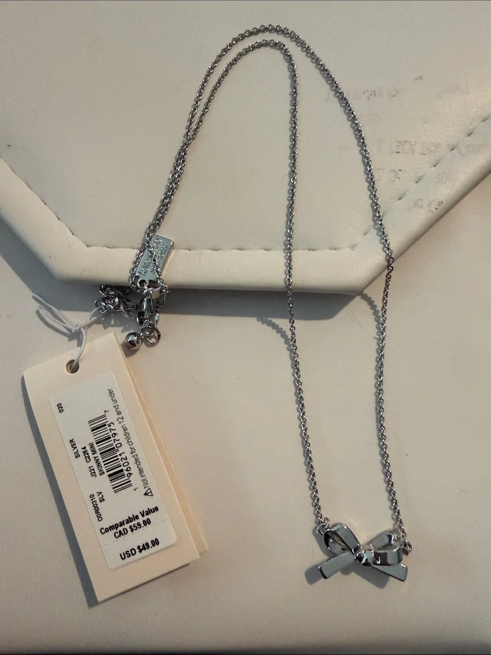 kate spade silver bow pendant necklace with chain